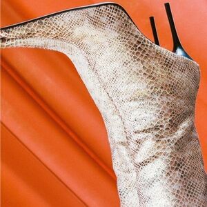Jeffrey Campbell Beige Gold Snakeskin Heeled Boots - Proposal F